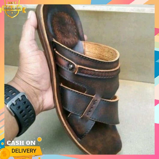 Sandal Kulit Pria Asli Terbaru 2023 Selop Anti Licin Murah Meriah Aesthetic Polos Terkuat Sepatu Cas