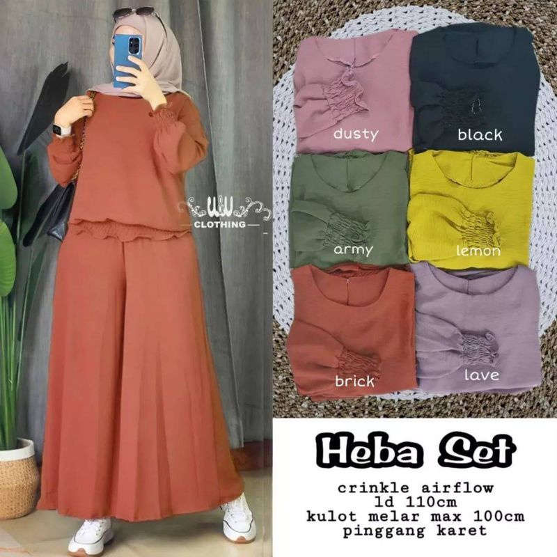 ✔COD BISA CHAT DULU / SETELAN WANITA CRINCLE / HEBA SET / SET KULOT KEKINIAN