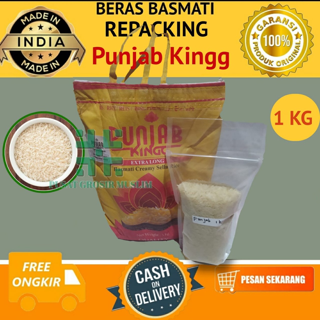 Beras Basmati 1kg Repacking Premium Punjab Kingg original Beras Brasmati Arab Basmati Rice nasi Kebuli kualitas premium dijamin!!!