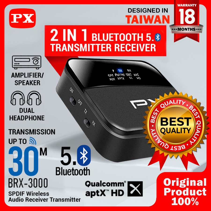 Bluetooth Receiver Transmitter Audio 5.0 HD stereo 2 in1 PX BRX-3000 Home Audio Receiver Bluetooth