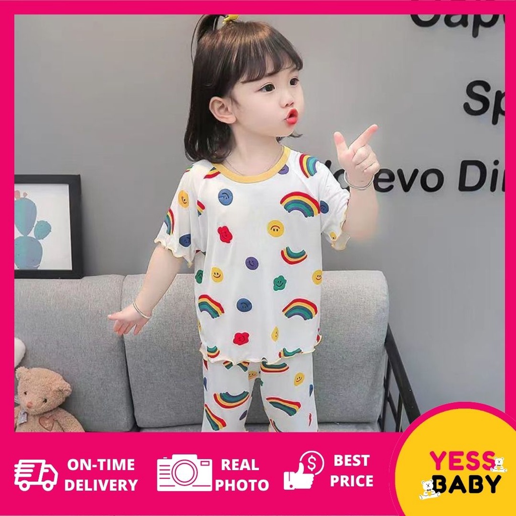 YESSBABY SIZE(90-140)Piyama RAINBOW RIB lucu anak perempuan/bayi perempuan baju tidur/usia 1-8 tahun