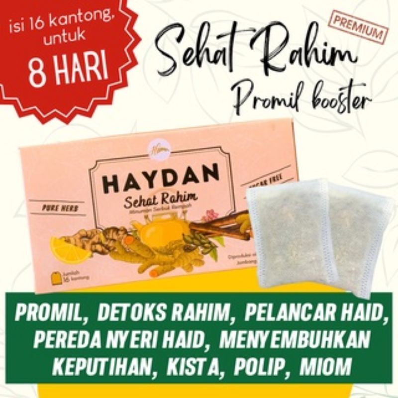 PAKET HERBAL HAYDAN LANCAR HAID/KEPUTIHAN/PROMIL/SEHAT RAHIM/HAYDAN