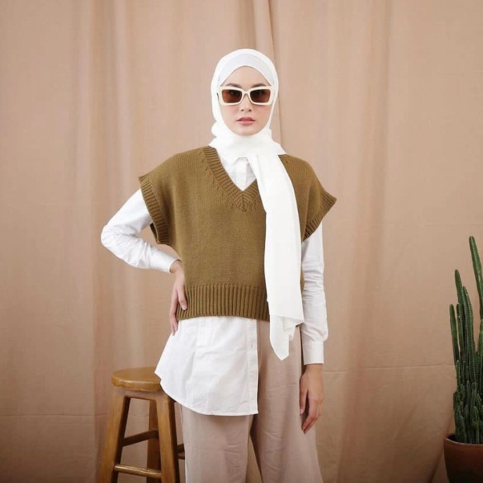 Sale Hara vest rajut knit rompi rajut premium oversize tebal crop vest /VEST RAJUT/VEST WANITA/VEST