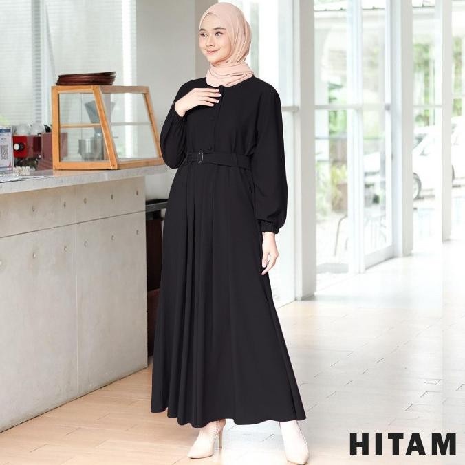 Diskon Gamis Remaja Kekinian Baju Modern Polos Hitam Bagus