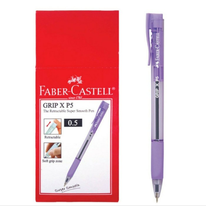

Faber-Castell Ballpoint Grip XP 0 5mm Black Ink Violet Barell Box