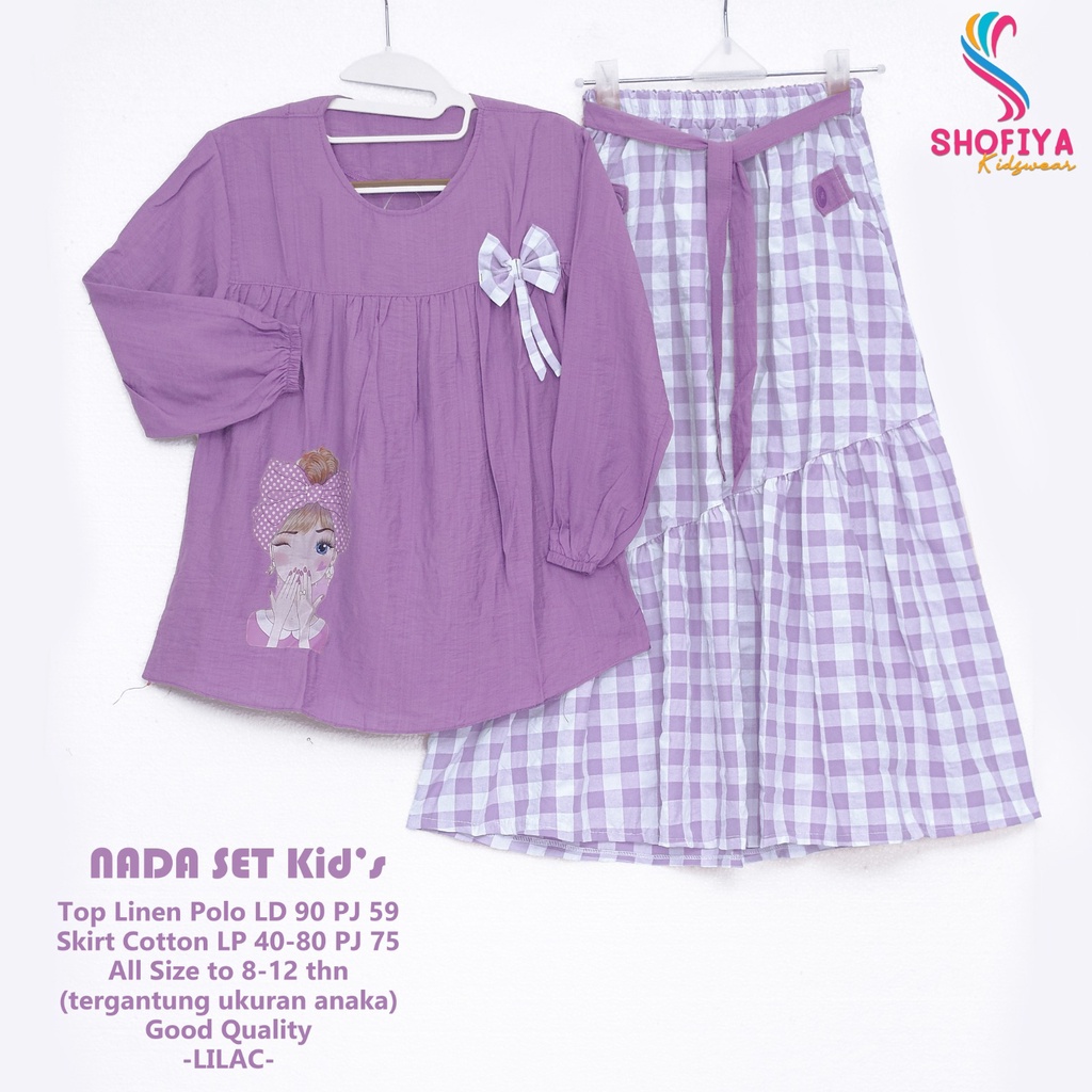 Baju Anak Perempuan Lucu Setelan Anak Cewek Set Rok Kotak Kotak Pita Cantik