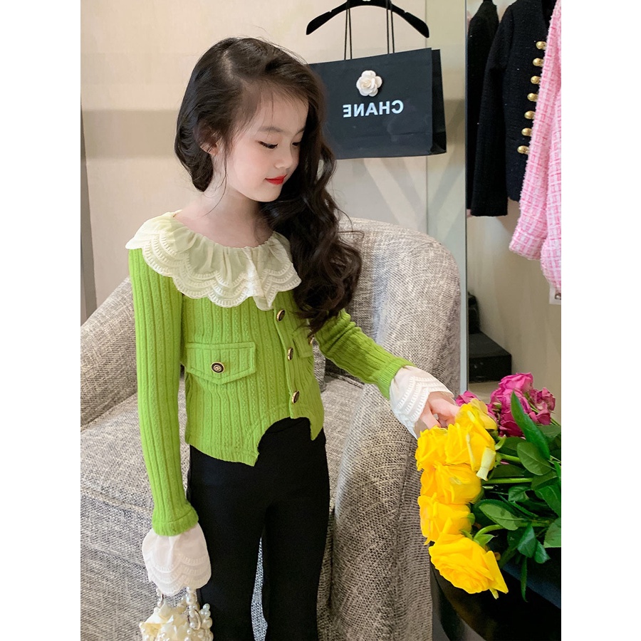 SSP88-Setelan Set 2in1 Anak Perempuan Rajutan Knitted Shirt + Pants