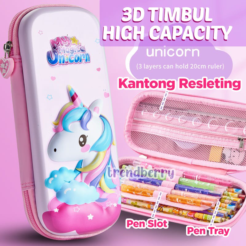 Kotak Pensil 3D Karakter MAGIC UNICORN Sangat Lucu dan Trend Untuk Kado Ultah Gift Hadiah Kado Anak Cewek