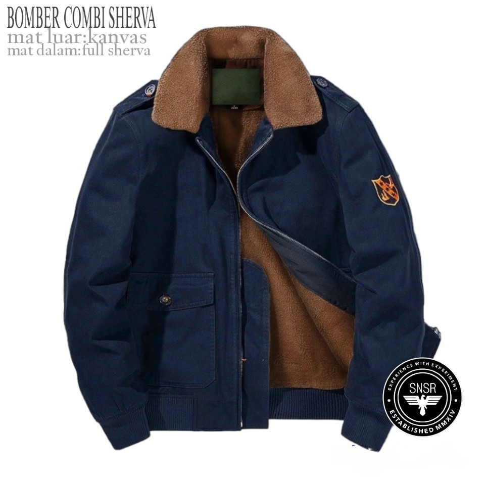 [SIAP KIRIM] Jaket Bomber Combi Sherpa Pria Wanita Casual Jaket Sherpa Cowok Original Brand Sensor / Jaket Mantel Bulu