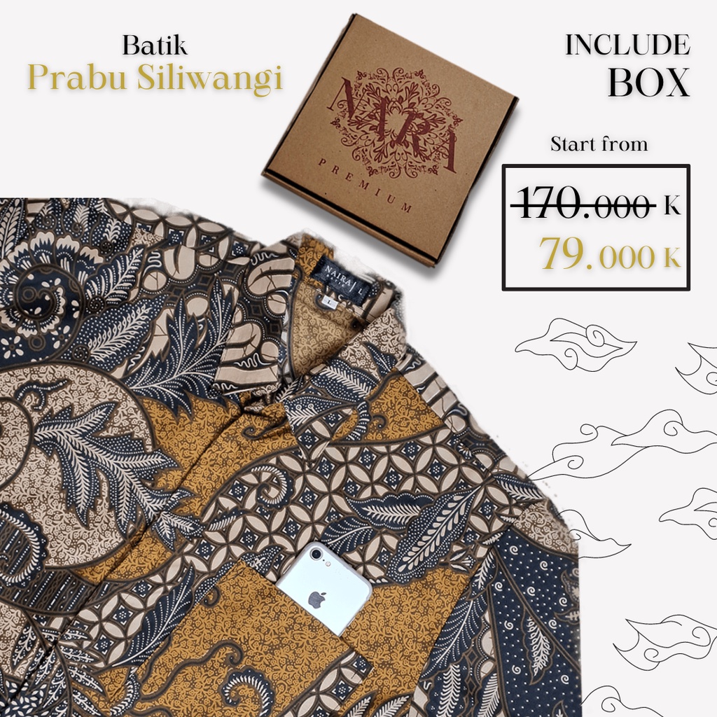 Nara |Kemeja Batik Pria Modern Lengan Pendek Baju FREEBOX SPESIAL Hem Batik Pria Jogja Hitam Prabu S