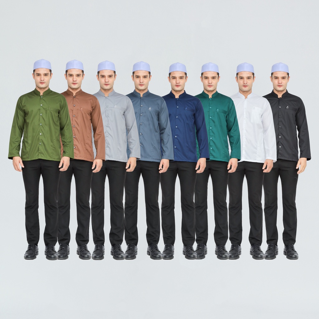 Baju Koko ZAWEEYA Model Aliy Toyobo Polos Putih Warna