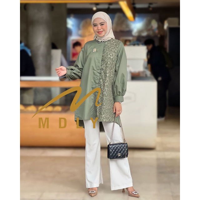 LOUISA TUNIK BY MDLY KEMEJA BORDIR SIMPLE CANTIK MEWAH MURAH NYAMAN