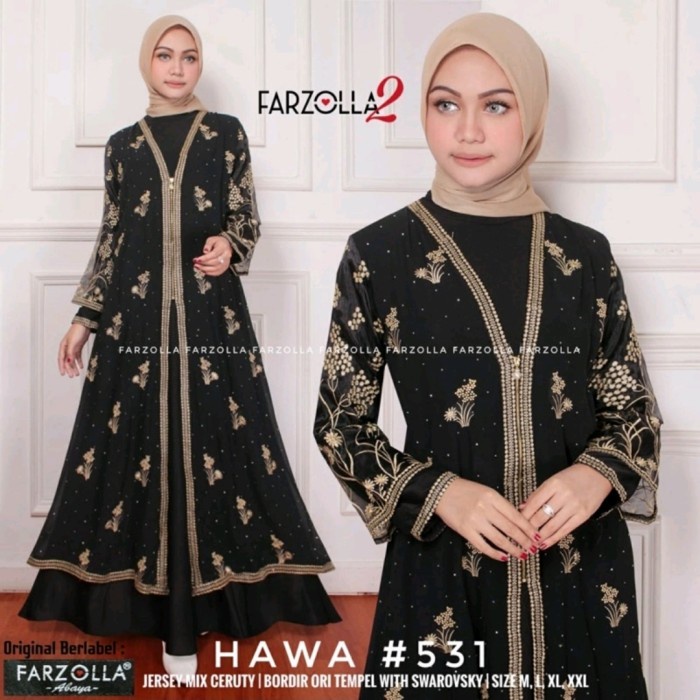 Gamis Gamis Abaya Turkey hawa #531 Jersy mix Ceruty Import Premium Terbaru - Hitam, M(S3K1) Gamis Tu