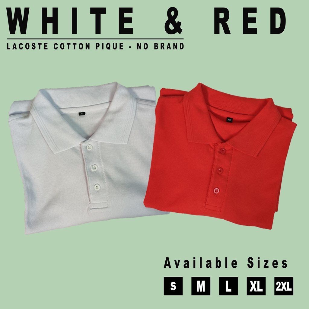 BUBI KAOS POLO SHIRT WHITE &amp; RED COTTON PIQUE | M-XXL | WANGKI COD TEBAL ADEM PUTIH MERAH MENYERAP KERINGAT