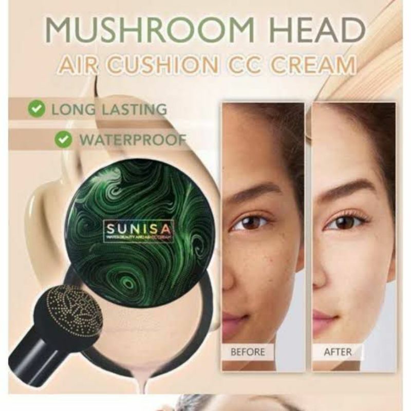 SUNISA Bedak Glowing Ori BPOM Bedak Waterproof Mushroom Head Air CC Cream moisturizing Air Cushion BB Cream Original
