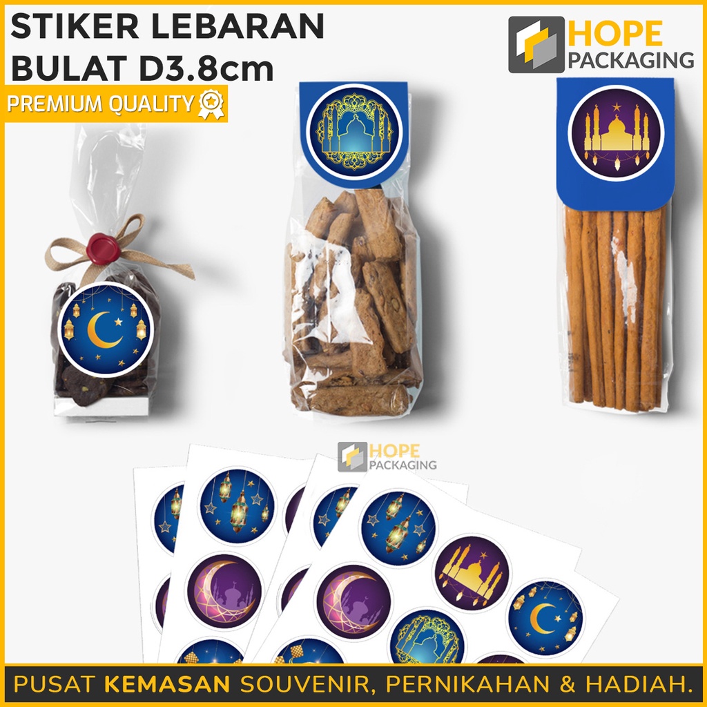 [1 Lembar : ISI 9] Stiker Lebaran Bulat Idul Fitri / Sticker Label / Tempelan Makanan Toples Kue Kering