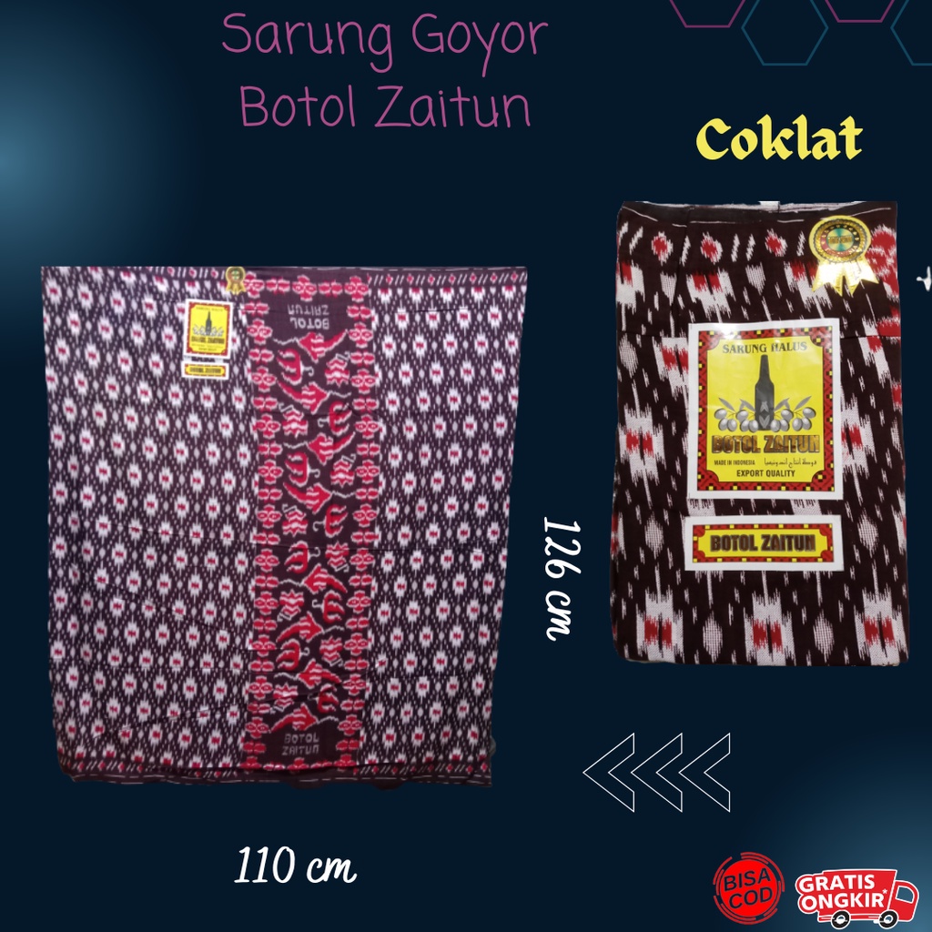 Promo Sarung Goyor Botol Zaitun Coklat, Sarung Goyor Print Motif Goyor, Sarung Murah!!!