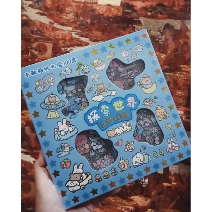 STICKER MOMO WATERPROOF ISI 100 LEMBAR PER BOX-EXPLORE MIX MOTIF