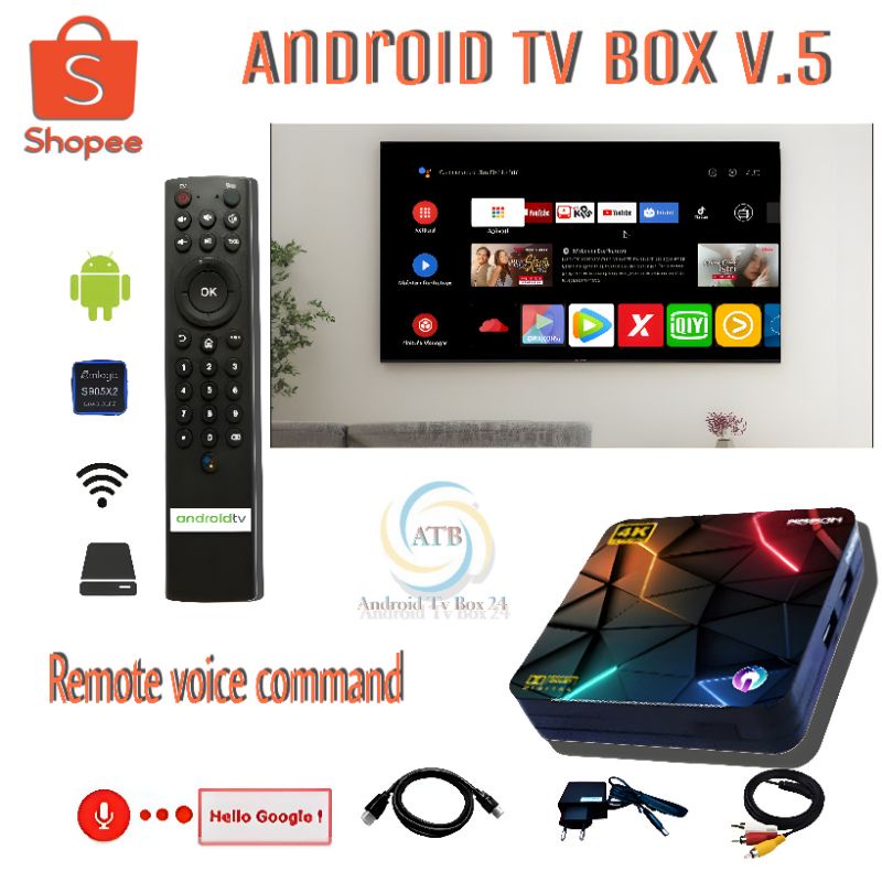 tv box stb v5 root unlock Android 10 Remote Voice google assistant