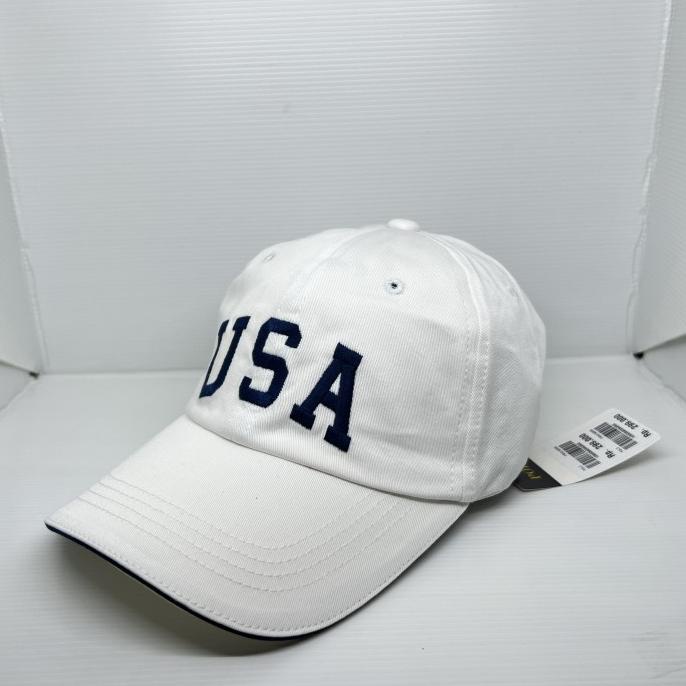 Cap Topi POLO Logo USA Putih Strap Kulit Original