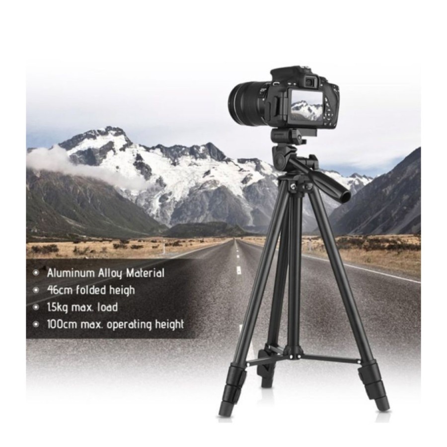 Tripod 3120 Tripod Hp dan kamera universal free holder U dudukan hp dan tas tripod 3120 Hitam tripod 1 meter black edition