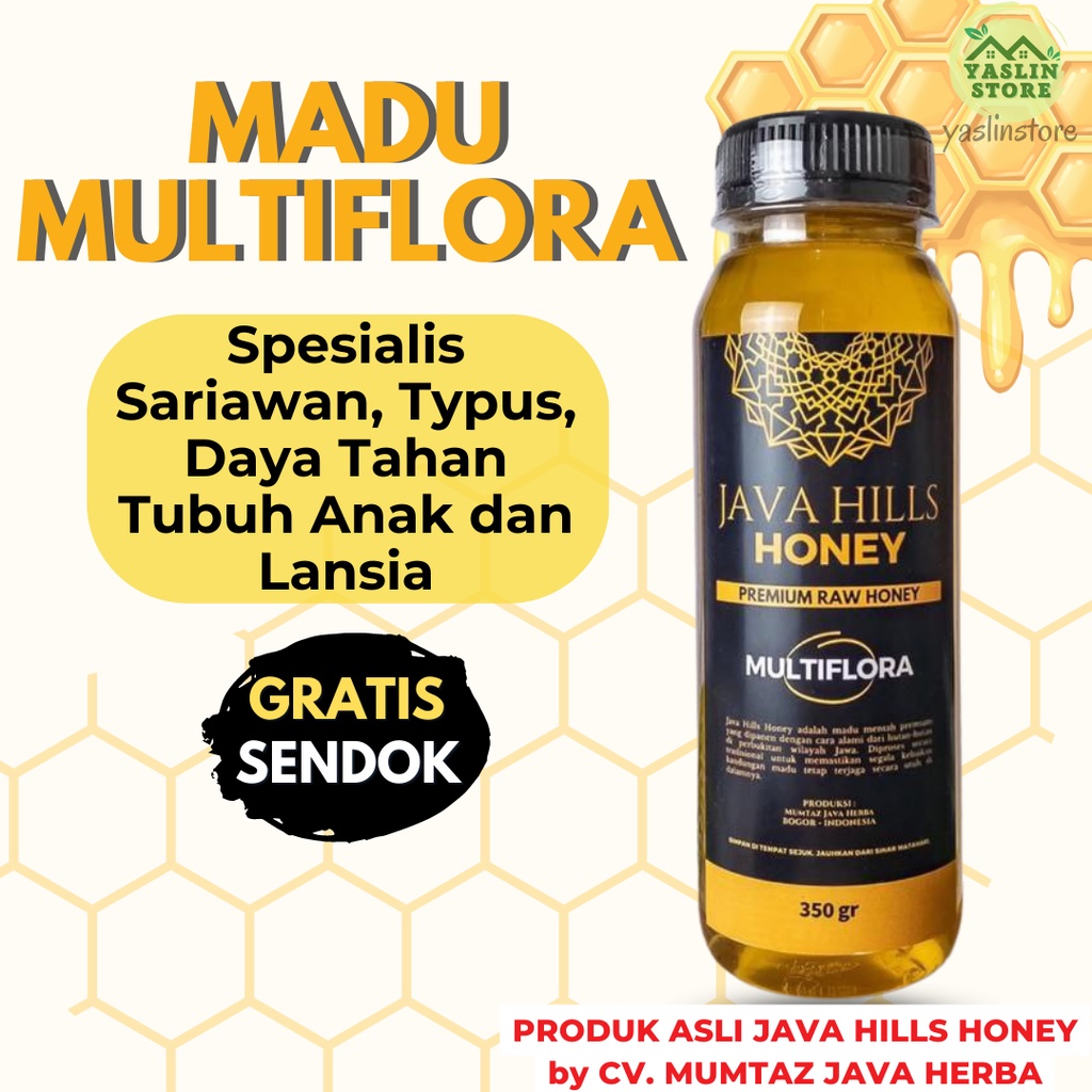

MADU MULTIFLORA Premium Raw Honey Madu Murni Asli 100% Java Hills Honey 350gr