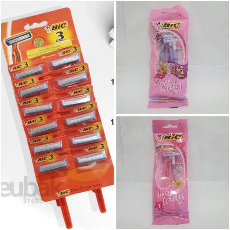 BIC 3 Blade Shaver dan Twin Lady Isi 3 Mata Pisau Alat Cukur Jenggot Kumis Ketiak