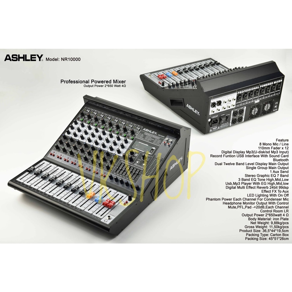 POWER MIXER ASHLEY NR 10000 ORIGINAL NR10000 8 CHANNEL 1200 WATT