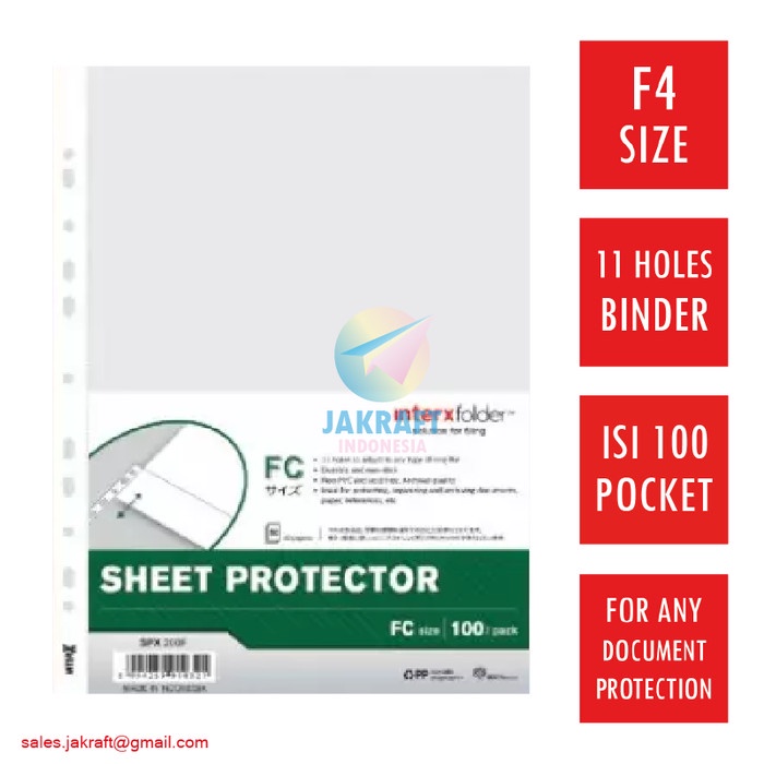 

Terlaris Sheet Protector F4 Isi 100 Pp Pocket Fc Folio Plastik Ordner Murah