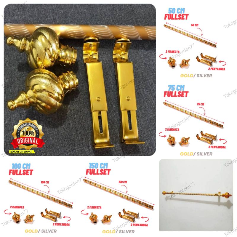 Promo Besi Tongkat | Rell | Tiang Gorden Aneka Ukuran 50 75 100 Termurah Bisa Cod [ Batang Hordeng Full set Tinggal Pasang ]