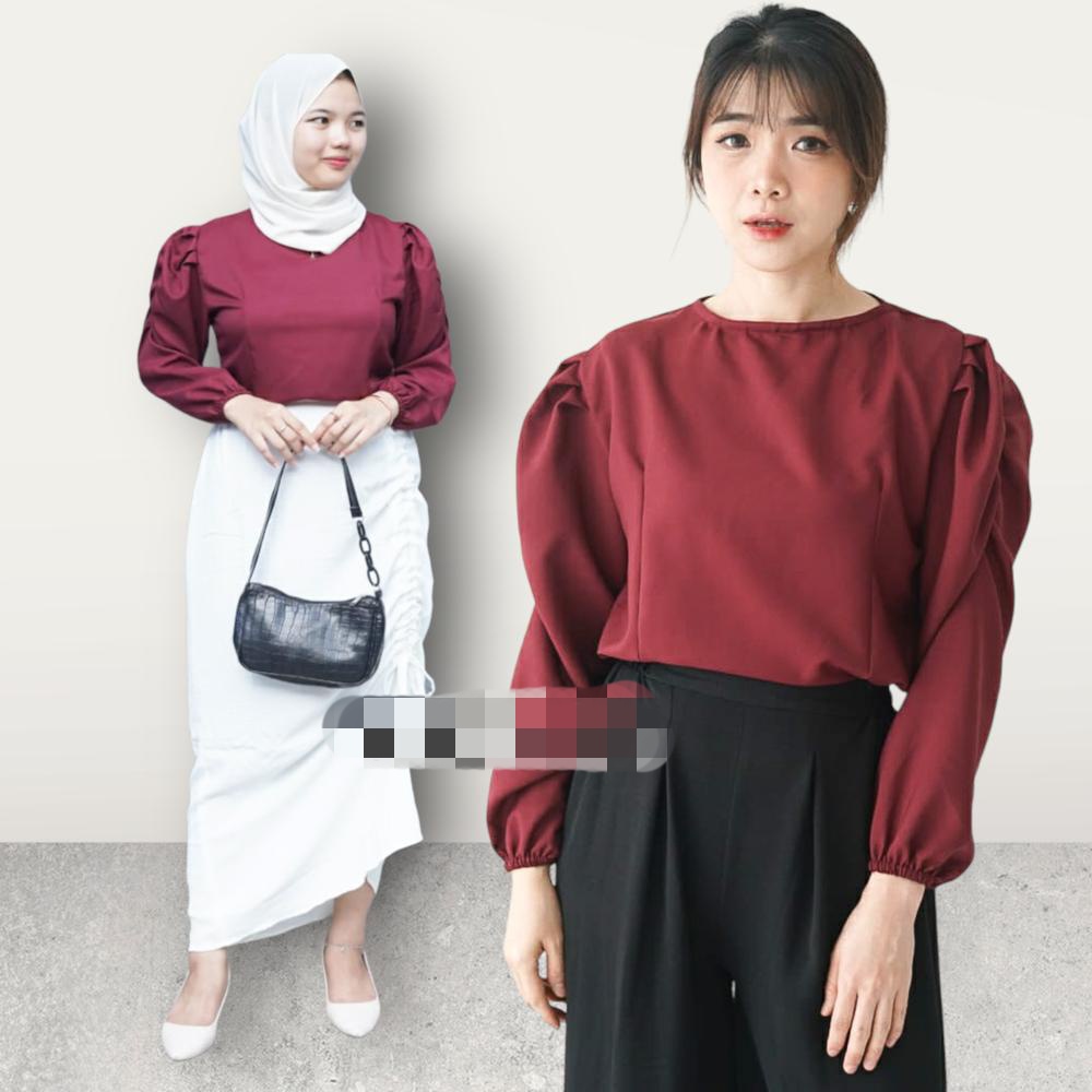 BEFAST - ZFS OOTD WANITA BLOUSE POP / PUFFY SHAKILA TOP / Blouse Polos Formal / Pakaian Casual Wanita Kerja / Outfit Daily Wanita / Fashion kekinian remaja ABG / Blouse Lengan Panjang / Terlaris / Termurah