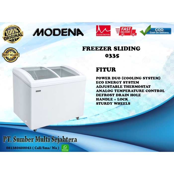 Rak Dapur Modena Sliding Glass Freezer Conserva Mc 0335