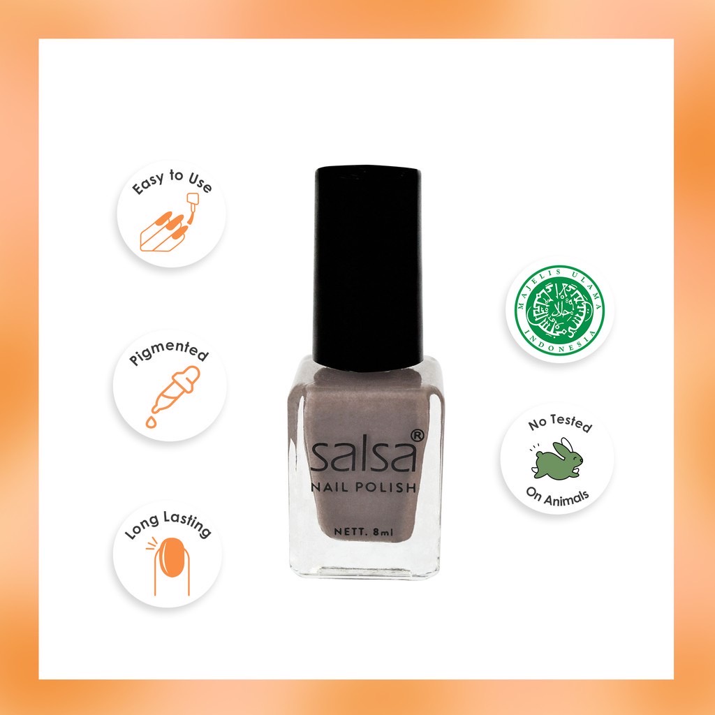 SALSA Nail Polish Nude 1 Indonesia / Cat Kuku / Nude 2 Glam Glamour Set A B / Peel Polish Kutek Halal Off Lupas Breathable Hijab Friendly / Color Pewarna Warna Matte Glossy Nude Bening / Satuan Ecer Full Set Paket / Cosmetic Beauty Tools Aksesoris Varnish