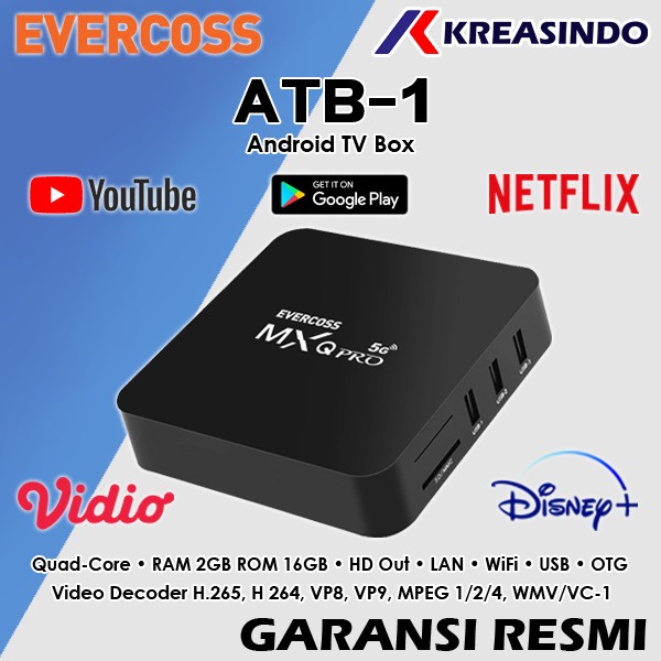 EVERCOSS ATB1 Android TV Box MXQ Pro 5G Garansi Resmi