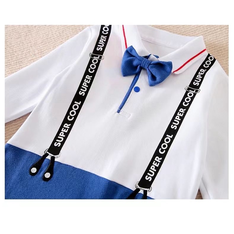 Jumper bayi laki laki model TUXEDO BIRU usia 0-18 bulan premium