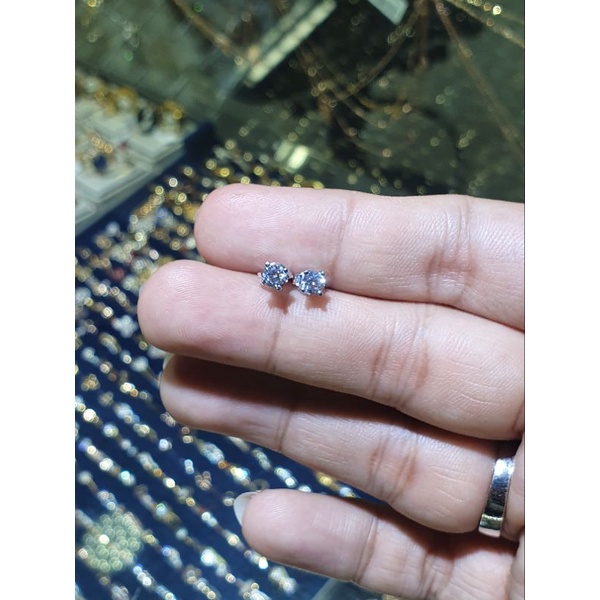 giwang mata satu diamondlook emas 750 putih