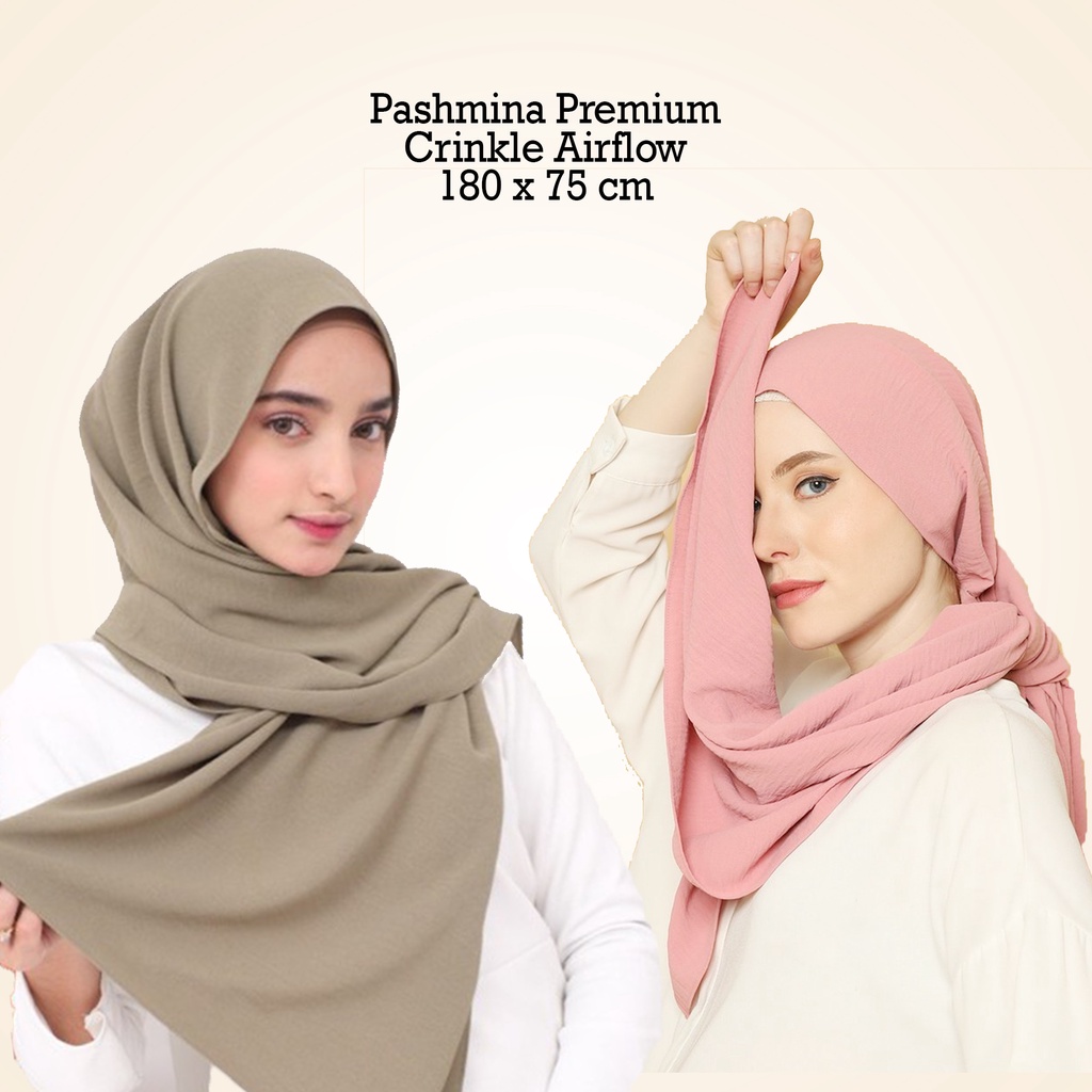 Man Jadda Hijab Pashmina Crinkle Airflow Premium Kerudung Pasmina Cringkle Airflow