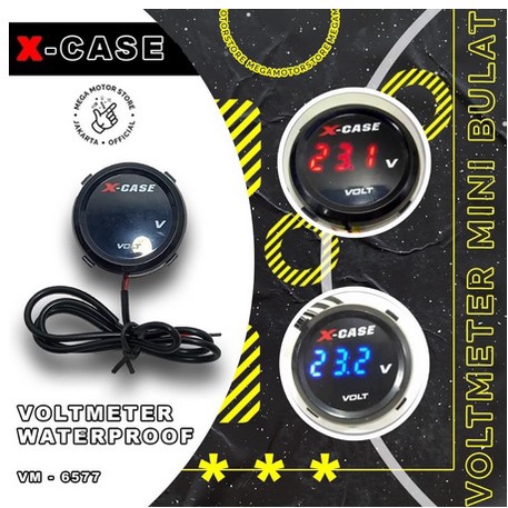 Volt Meter Aki Bulat Mini Sepeda Motor Motorcycle Volt Meter by X Case