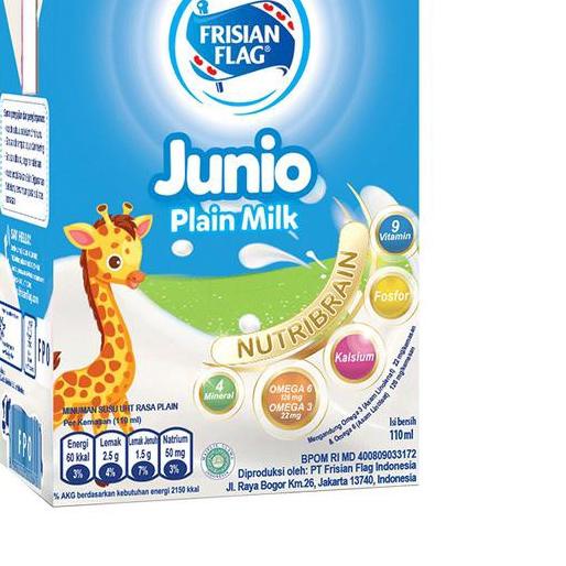☇ Frisian Flag Junio Susu UHT Plain 36 x 110 mL ➻