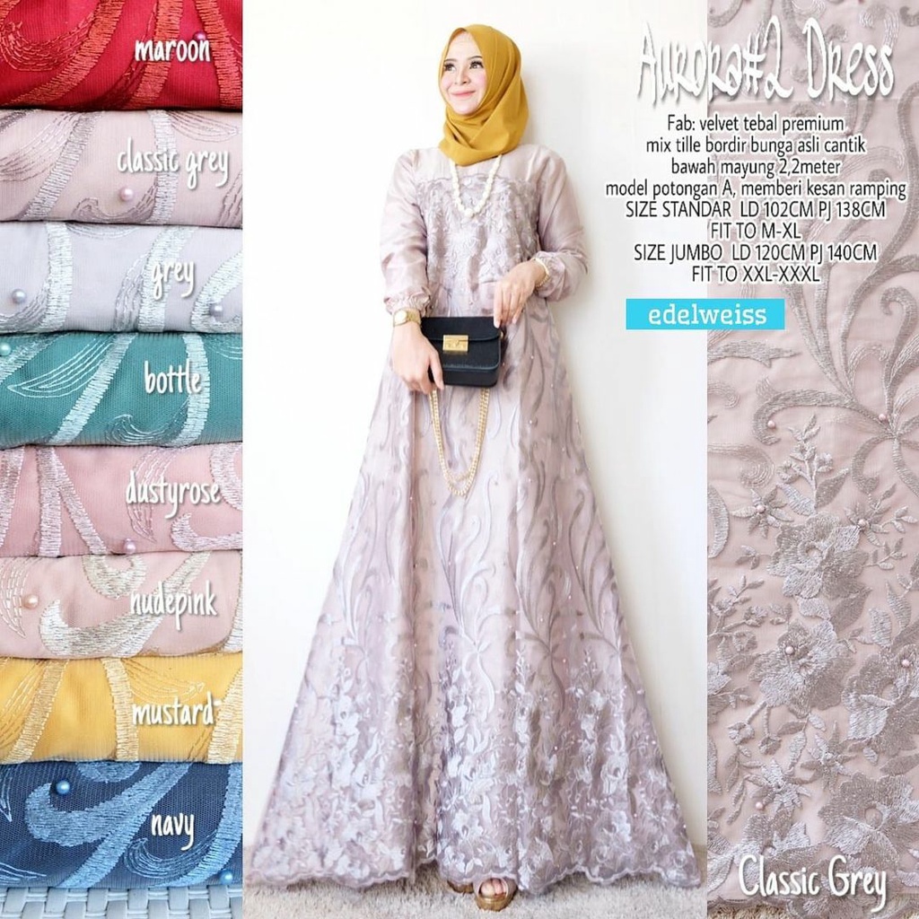 Gamis Muslimah Farasya #2 Dress Gamis Kondangan Jumbo xxxl Ld 130cm Gamis Brukat Jumbo Gamis Lebaran Terbaru Dress Muslimah Gaun Pesta Gamis Seragam Pernikahan Outfit Bridesmaid Dress Code Kondangan Warna Putih Greentea Rose Gold Navy Maroon Mocca Late