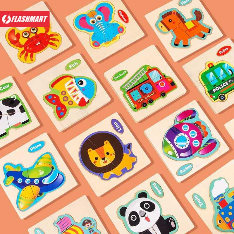 Flashmart Mainan Anak Montessori Puzzle Children Toy Model Kereta - HX2802