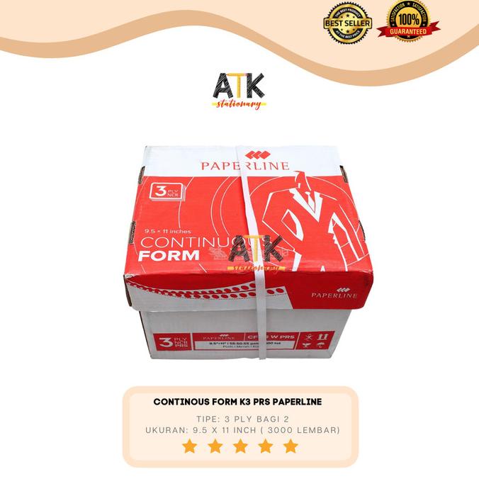 

Continous Form 9.5 X 11 3 Rangkap ( K3/2 Prs) Paperline Atk