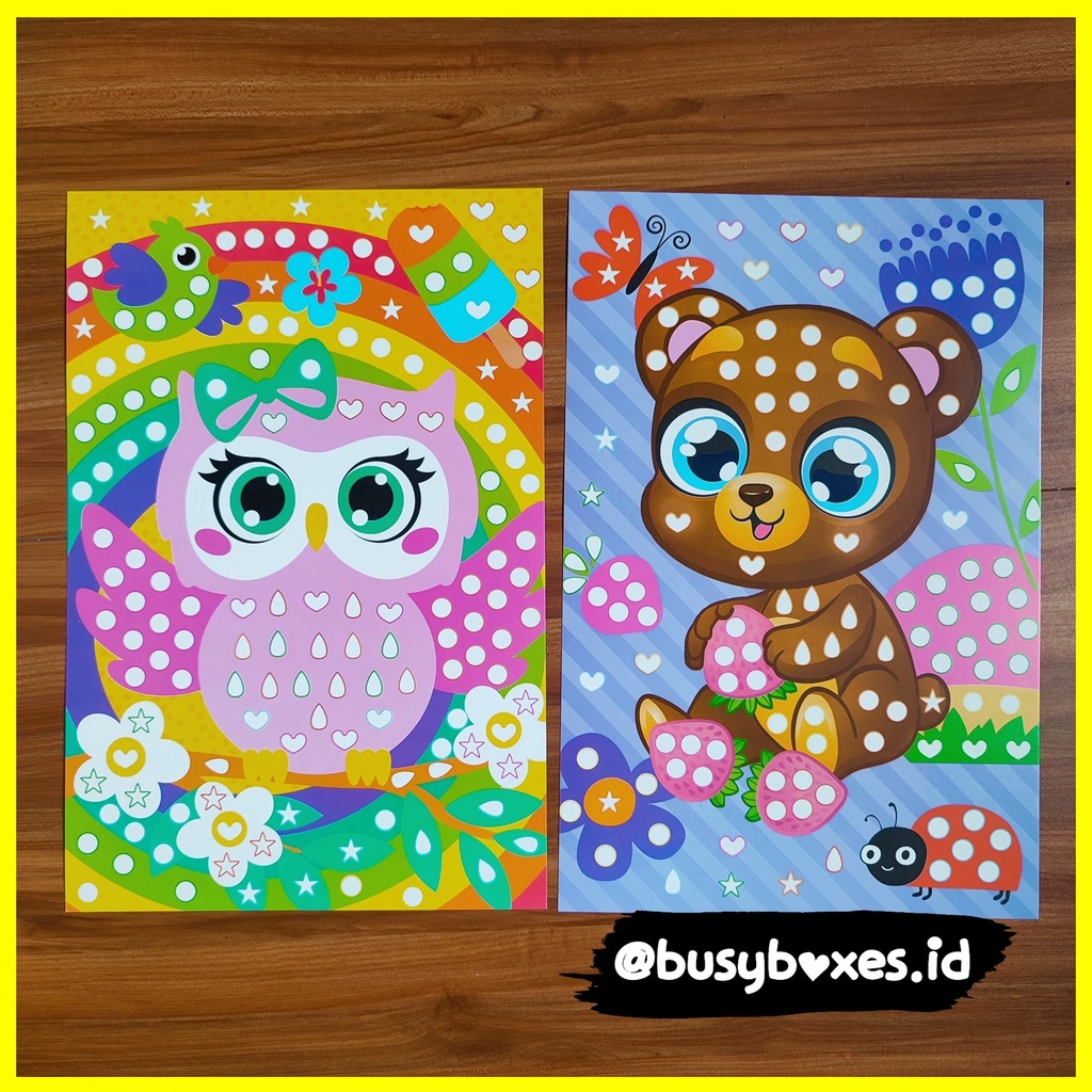 [busyboxes.id] Mainan Edukasi anak 3 tahun aktivitas menempel sticker rainbow seri owl