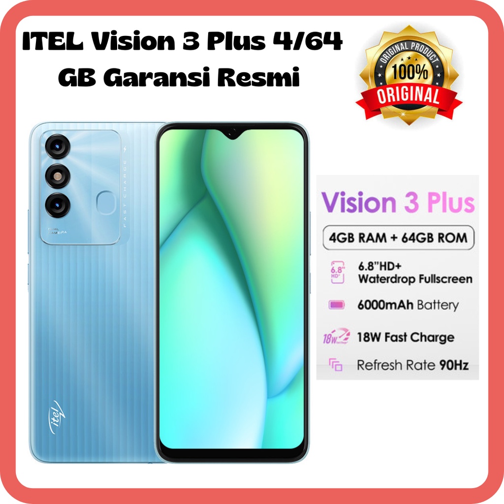 ITEL Vision 3 Plus 4/64 GB Garansi Resmi | Hp Android Bagus Murah Ps Store Original