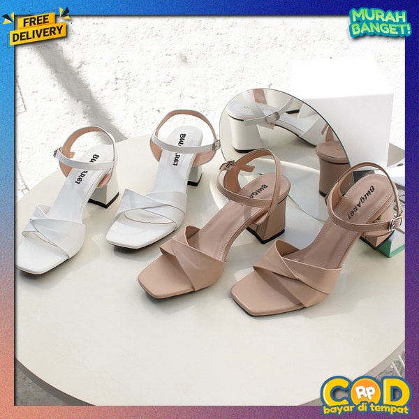 Red35 Sepatu Wanita Hak Tahu Chunky Haihils Heels Mika Hils Impor Fq388 Hells Nl52 Glamour - Hitam, 