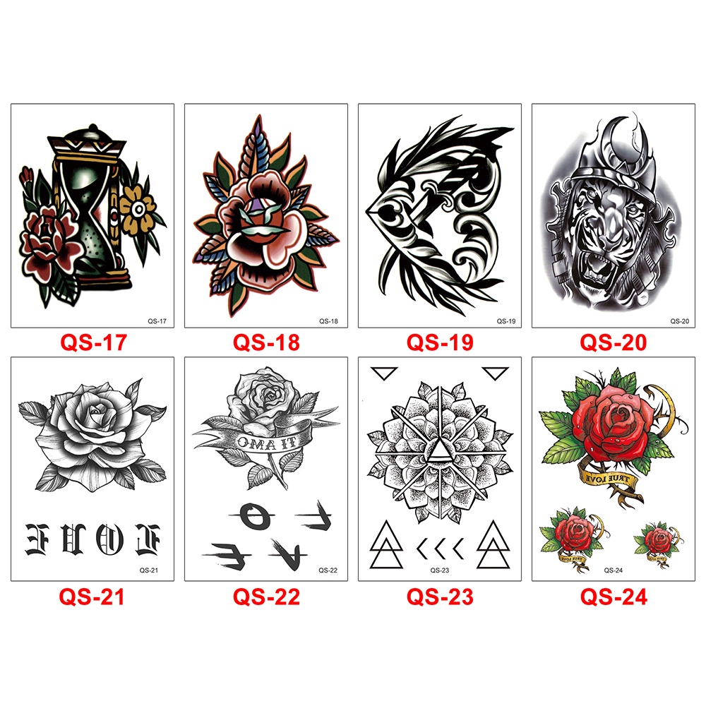 tato temporer ukuran tangan 8X11CM MODEL GS 1-40 temporary tattoo 1-7 hari tatoo fashion tatto joker tengkorak iblis bunga