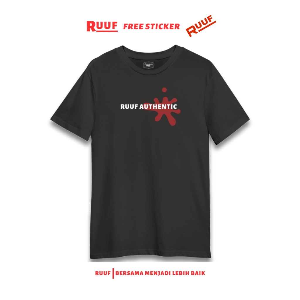 Ruuf -  A04 T-Shirt Black - Kaos Lengan Pendek Pria Wanita