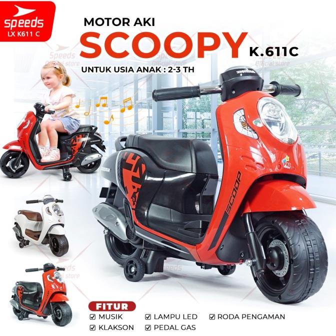 Mainan Anak Motor Aki Scoopy Original PMB Motor-motoran Anak K611C