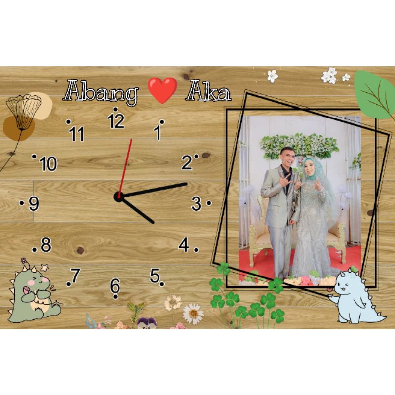 JAM DINDING CUSTOM FOTO + BINGKAI KAYU MDF 20X30