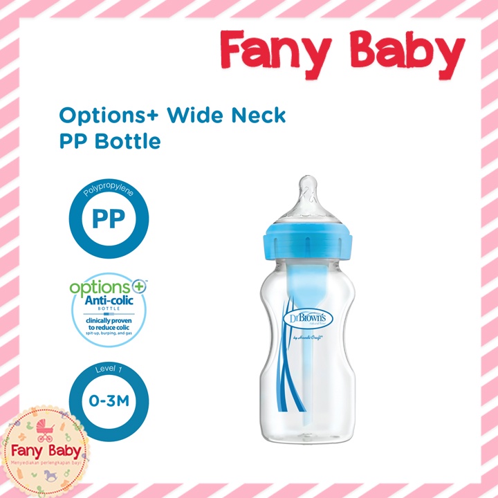 DR BROWN'S BOTTLE WIDE NECK OPTIONS+ ANTICOLIC 270ML [ BLUE ]